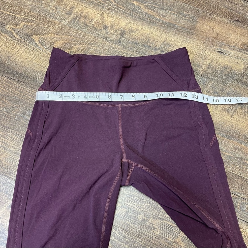 Athleta Peekaboo 7/8 Tight Leggings Womens Small Wine High Rise Mesh Yoga - Picture 6 of 12